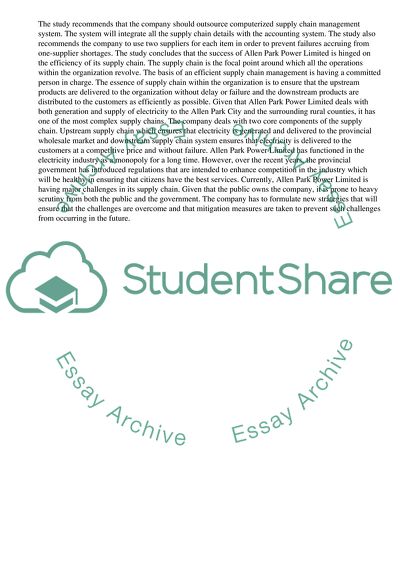 Allen Park Power Supply Chain