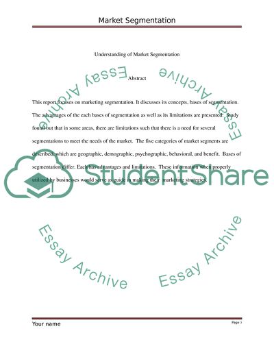 Understanding of Market Segmentation