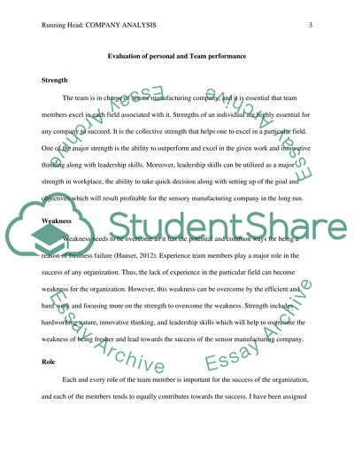 Evaluation of Personal and Team Performance