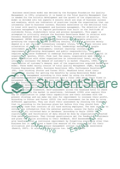 Working with the Excellence Model - Critical Analysis