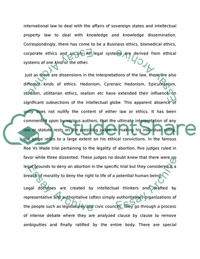 Compare and Contrast between Ethics and Law