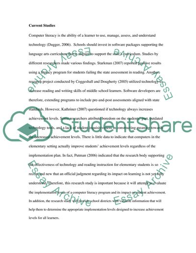 Computer Literacy Software Program: Correlation between Implementation Levels and Achievement