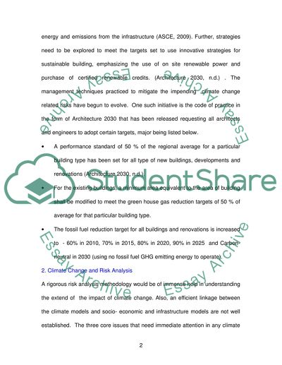 The Risk of Climate Change for Architecture and Engineering