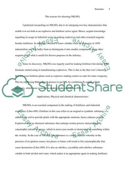 Reasons for Choosing NH4NO3