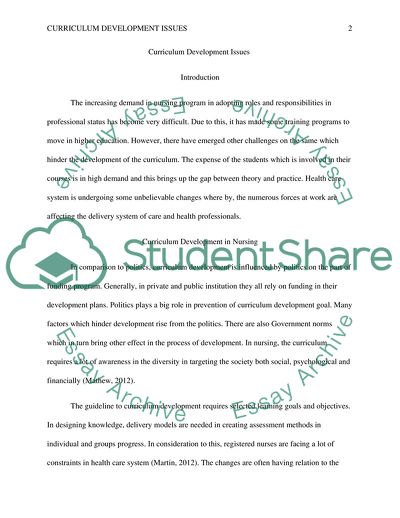 Curriculum Development in Nursing