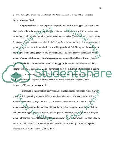 Music and the Society: the Origin of Reggae Genre