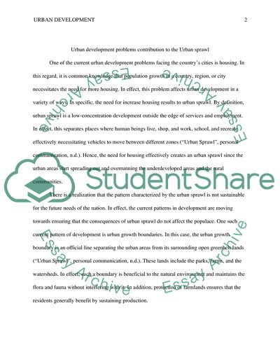 Urban Development Problems Contribution