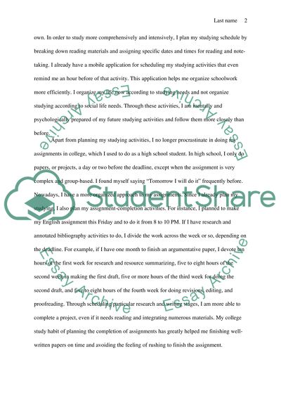 College Study Habits versus High School Study Habits