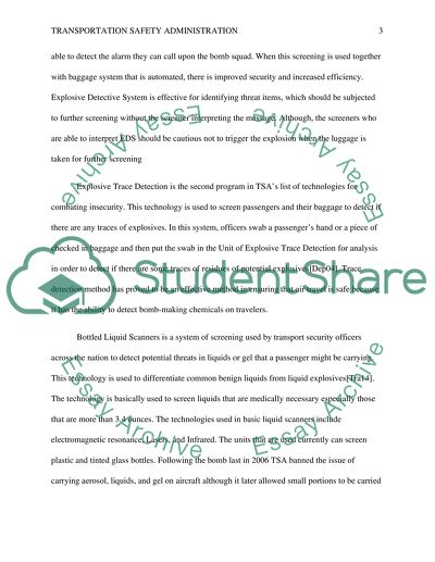 Methods used by Transportation Safety Administration
