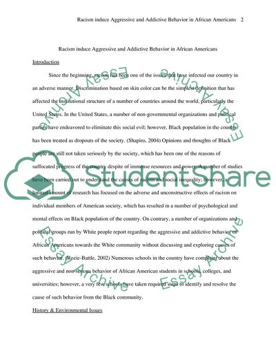 Racism Induce Aggressive and Addictive Behavior in African Americans