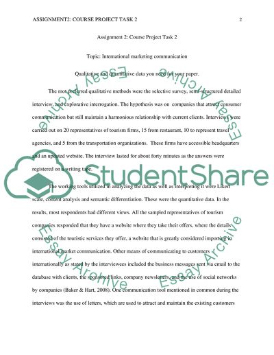 International Marketing Project 2/1