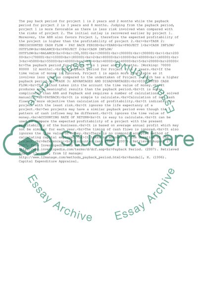 Discounted Cash Flow and Payback