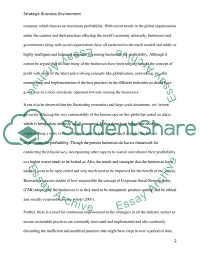 Strategic Business Environment