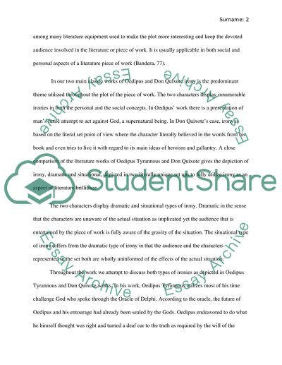 Use of Irony in the Works of Oedipus and Don Quixote