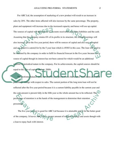 Analyzing Pro Forma Statements