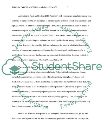 Physiological Arousal and Dissonance