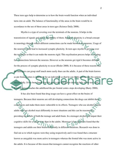 Differences between adult and teenage brain