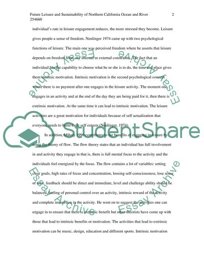 Future Leisure and Sustainability of Northern California Ocean and River