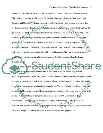 ANALYZE THE CORPORATE STRATEGY AND OPERATING ENVIRONMENT