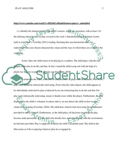 Choose one video clip identify the characteristic of child/chilrens action