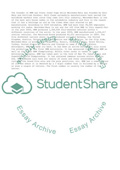 Foundation of BMW vs. Mercedes