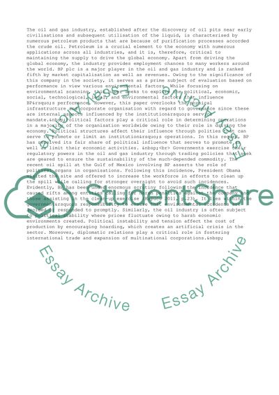 PESTLE Factors That Influence British Petroleum Performance