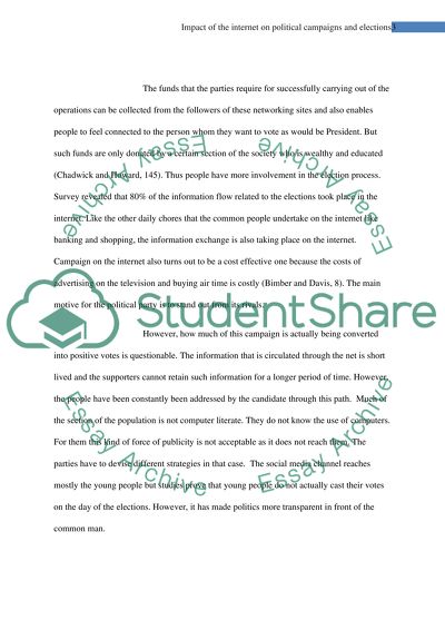 The Impact of the Internet on Political Campaigns and Elections