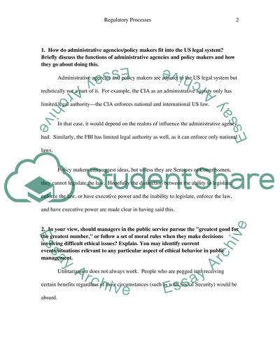 Requlatory Processes and Administrative Law