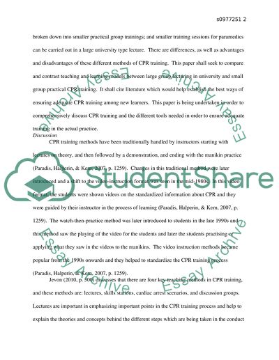 Learning Models of Group Lecturing and Small Group Cardiopulmonary Resuscitation Training