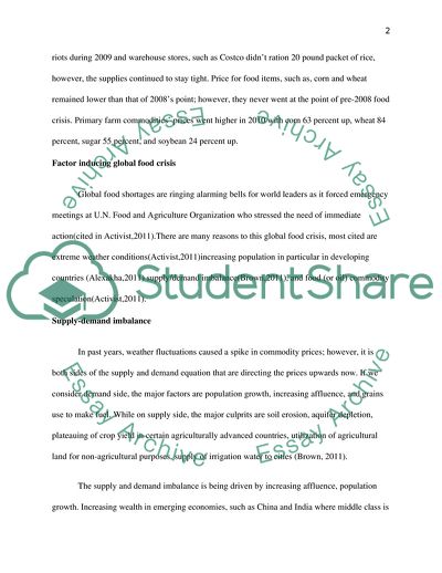 Global Food Crisis 2010-2011 and Its Causes