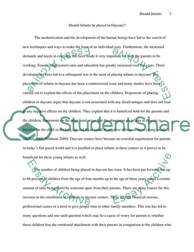 Should Infants Be Placed in Day Care