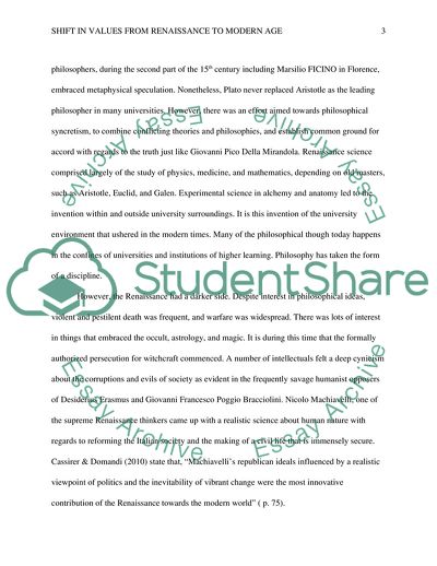 The Shift in Values From Renaissance to Modern Age