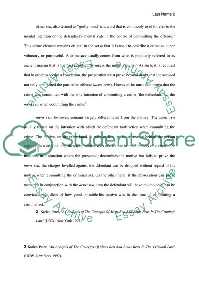 Principle of Mens Rea