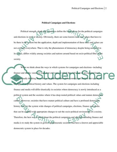 Political Campaigns and elections