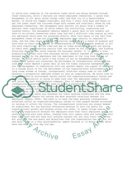 Interpersonal relationship essay