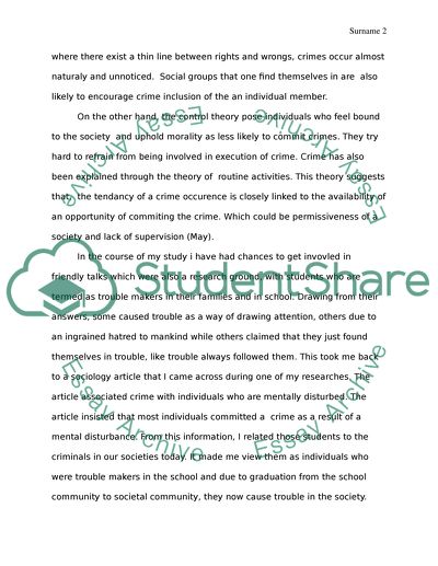 Criminal Acts in Modern Societies