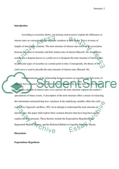 Term structure of interest rates
