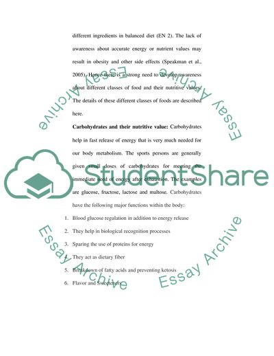 Different Classes of Food and Their Nutritive Value