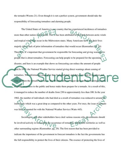 Government Should Be Responsible for Forecasting Tornado