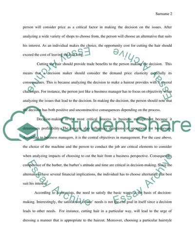 Economic Issues that Arise in the Decision to Get a Haircut