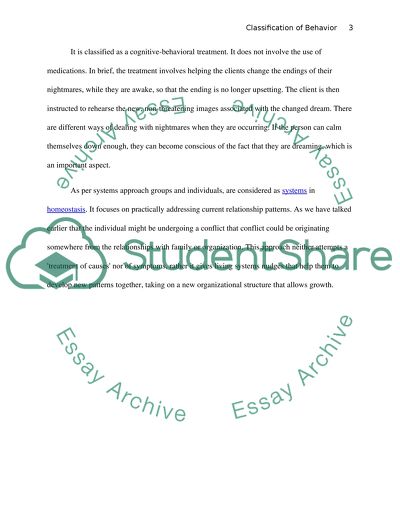 Classification of Behavior