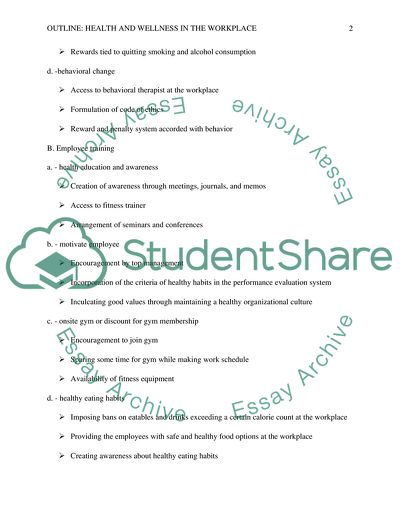 HEALTH AND WELLNESS IN THE WORKPLACE