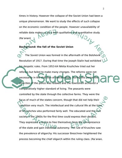 Effect of Changing Government on Russian Citizens Before and After the Fall of the Soviet Union