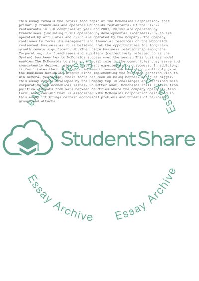 Retail World of McDonalds