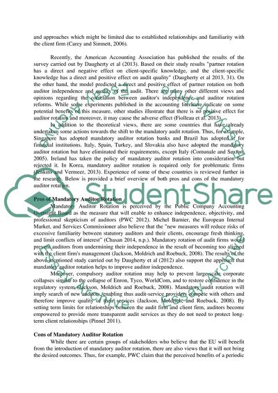 The Auditors Independence and the Mandatory Auditor Rotation