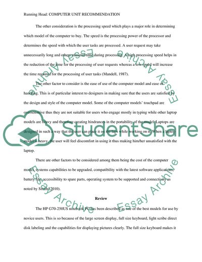 Computer Unit Recommendation