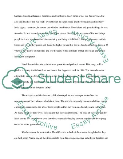 Compare between the story ( A long way gone) and the movie (Hotel Rwanda)