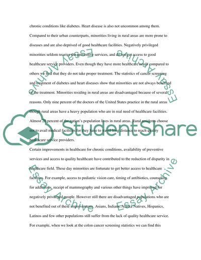 The Health Status of Minority Population in the United States
