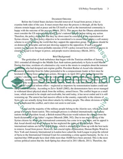 United States Policy Towards Syria