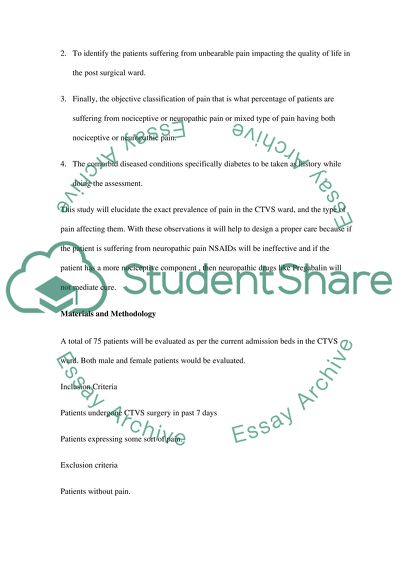 Assessment of Pain in Post Surgical Patients